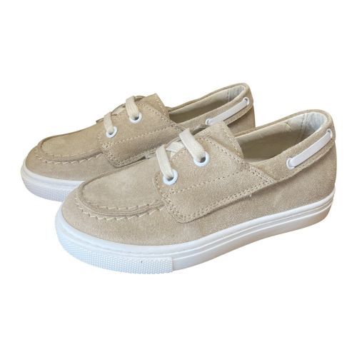 Banaline jongens boots beige | elegante sportieve veterschoen