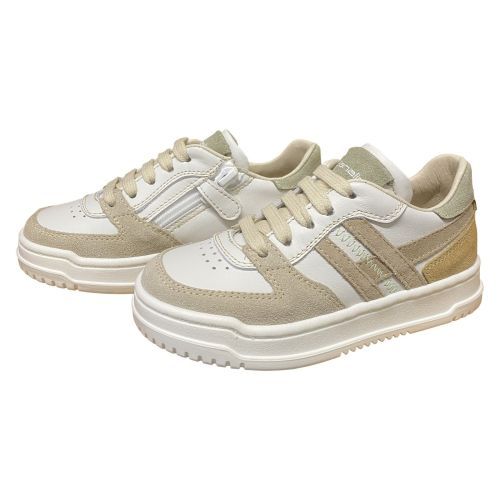 Banaline lage sneaker jongens off white met veter & rits | kinderschoenen Maluma