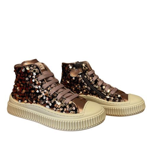 Beberlis Sneaker Basketter Glitter nude- metalic meisjes