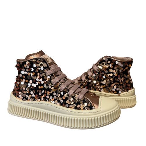 Beberlis Sneaker Basketter Glitter nude- metalic meisjes