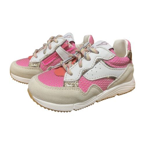 Ocra meisjes runner coraal met mesh en suède | Kinderschoenen Maluma