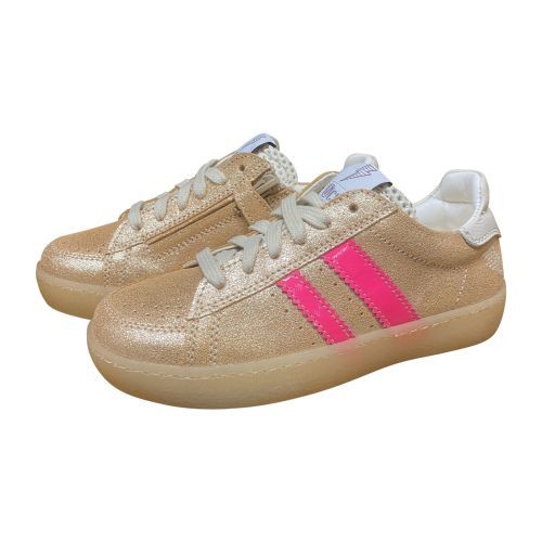 Ocra meisjes sneaker nude metallic veter rits | Kinderschoenen Maluma