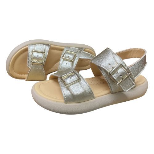 Ocra open sandaal in platina leder met verstelbare gespen | Kinderschoenen Maluma