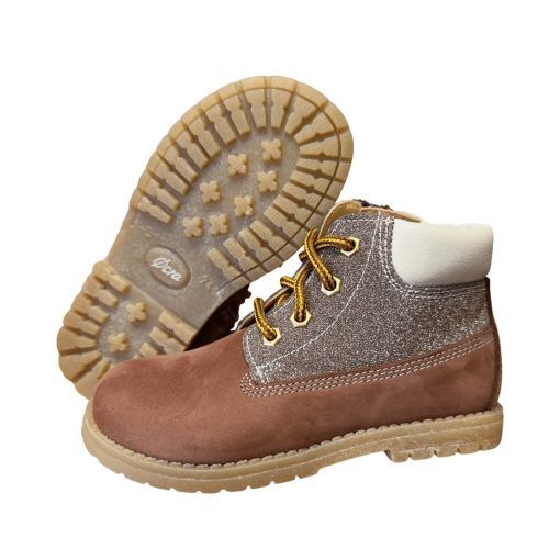 Ocra Bottientjes Veterboots nude- metalic meisjes
