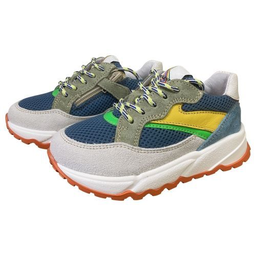 Romagnoli jongenssneakers veter rits blauw | Kinderschoenen Maluma