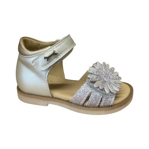 Stones and Bones platina sandaal met bloem | kinderschoenen maluma