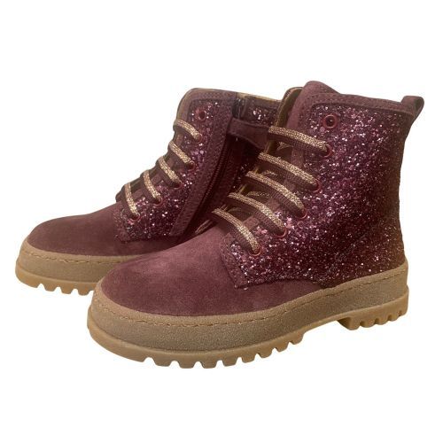 Bordeaux Meisjesbottientje met Glitter en Rits | Kinderschoenen Maluma