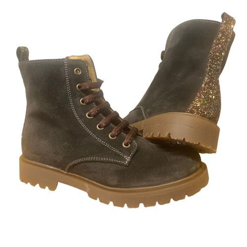 Bruin Meisjesbottientje Suède met Glitter | Kinderschoenen Maluma
